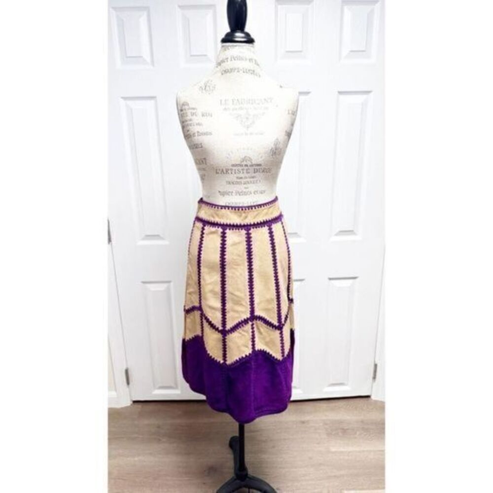 Etcetera Ladies Purple and tan suede midi skirt size 2